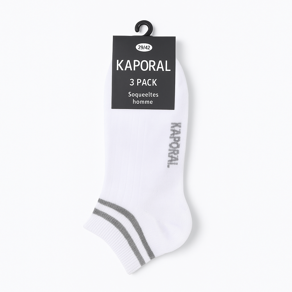 Kaporal – Lot de 3 Paires de Socquettes Homme Blanches | Confort & Style Quotidien