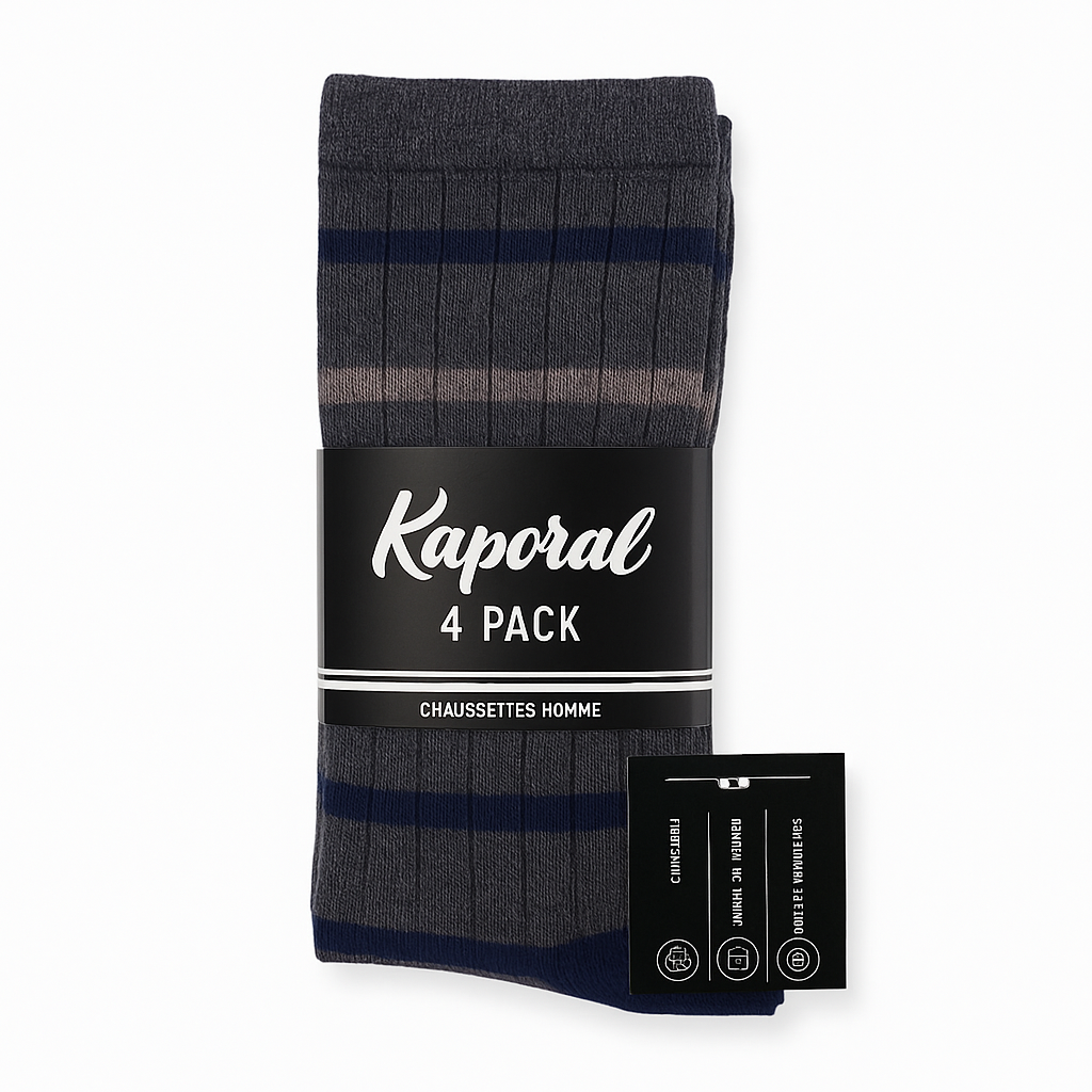 Kaporal – Lot de 4 Paires de Chaussettes Homme | Confort & Style Rayé