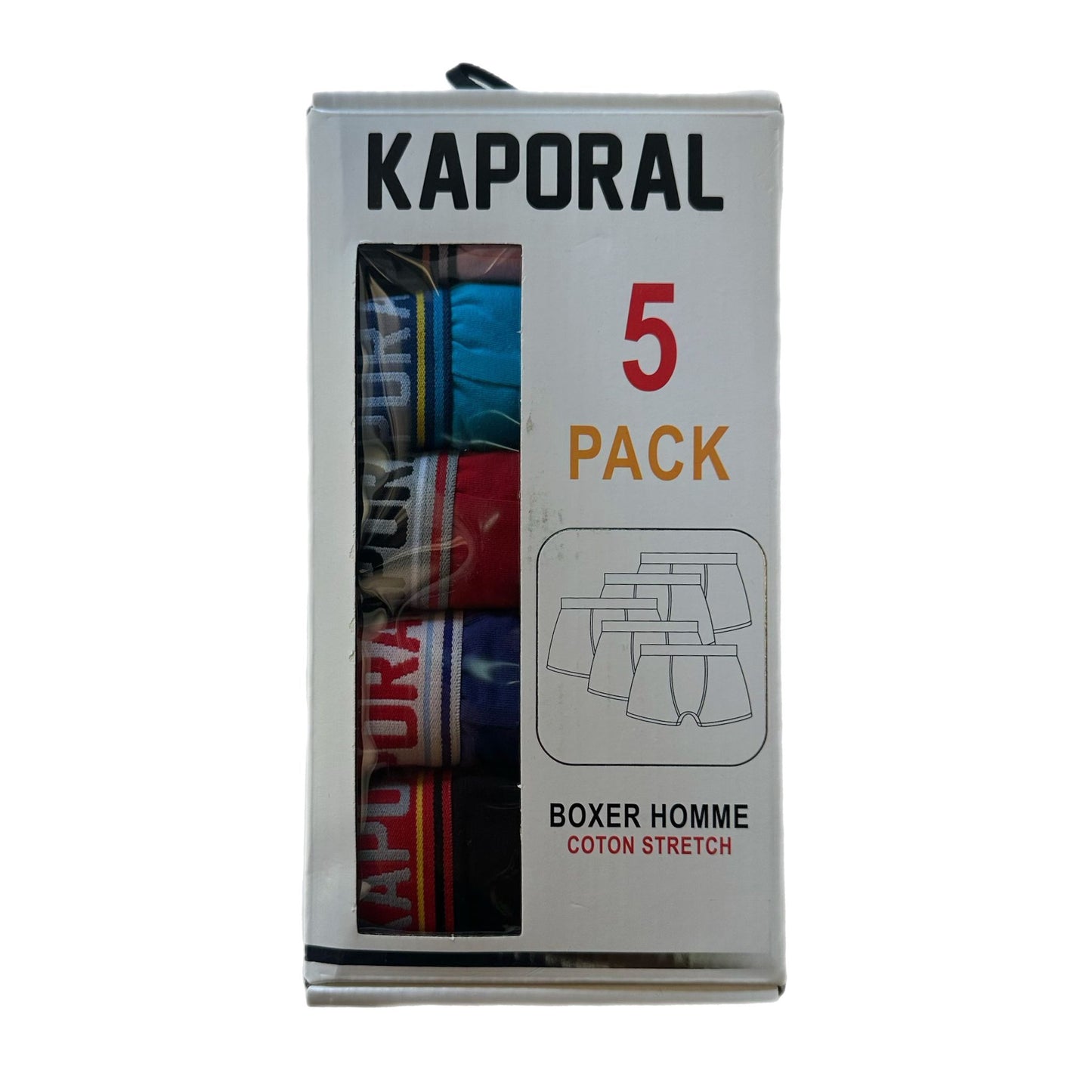 Boxer homme Kaporal x5 – Coton stretch – Ceintures logo colorées – Multicolore vif