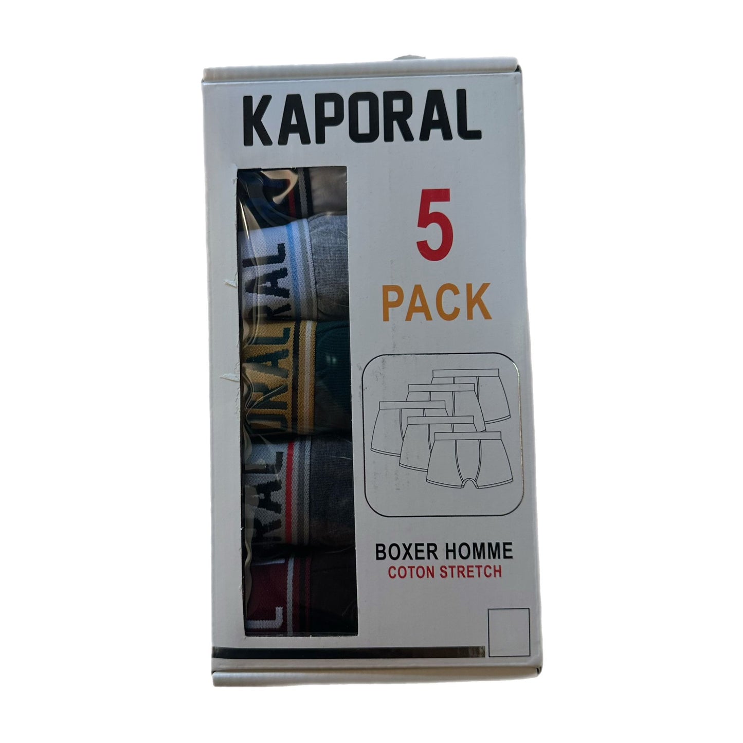 Boxer homme Kaporal x5 – Coton stretch – Ceintures logo colorées – Multicolore vif