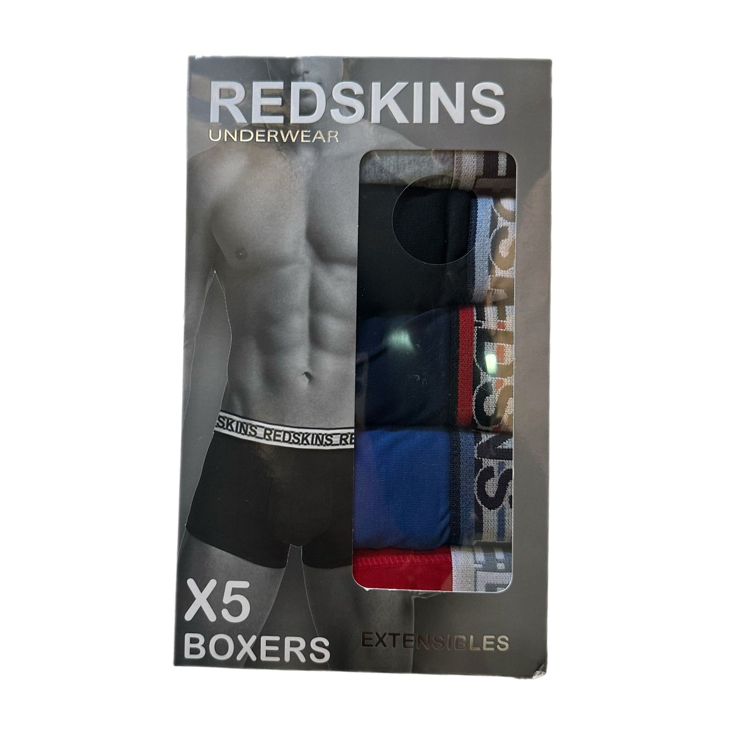 Boxer homme Redskins x5 – Coton stretch extensible – Ceinture logo – Multicolore