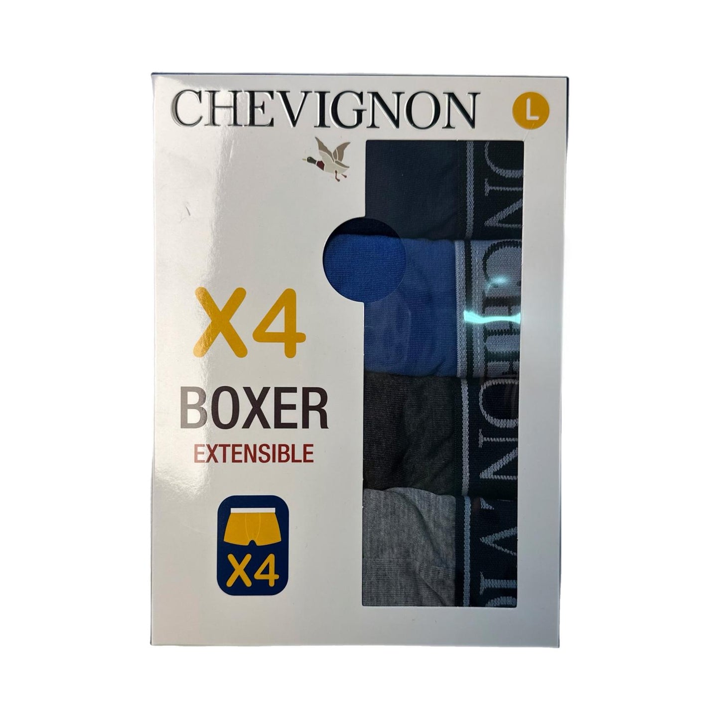 Pack de 4 caleçons Chevignon pour homme – Modèle Vidal – Bleu roi & coloris variés