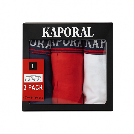 Kaporal – Lot de 3 Boxers Homme Rouge  | Coton Extensible & Style Moderne
