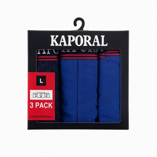 Kaporal – Lot de 3 Boxers Homme Bleu | Coton Extensible & Confort Quotidien