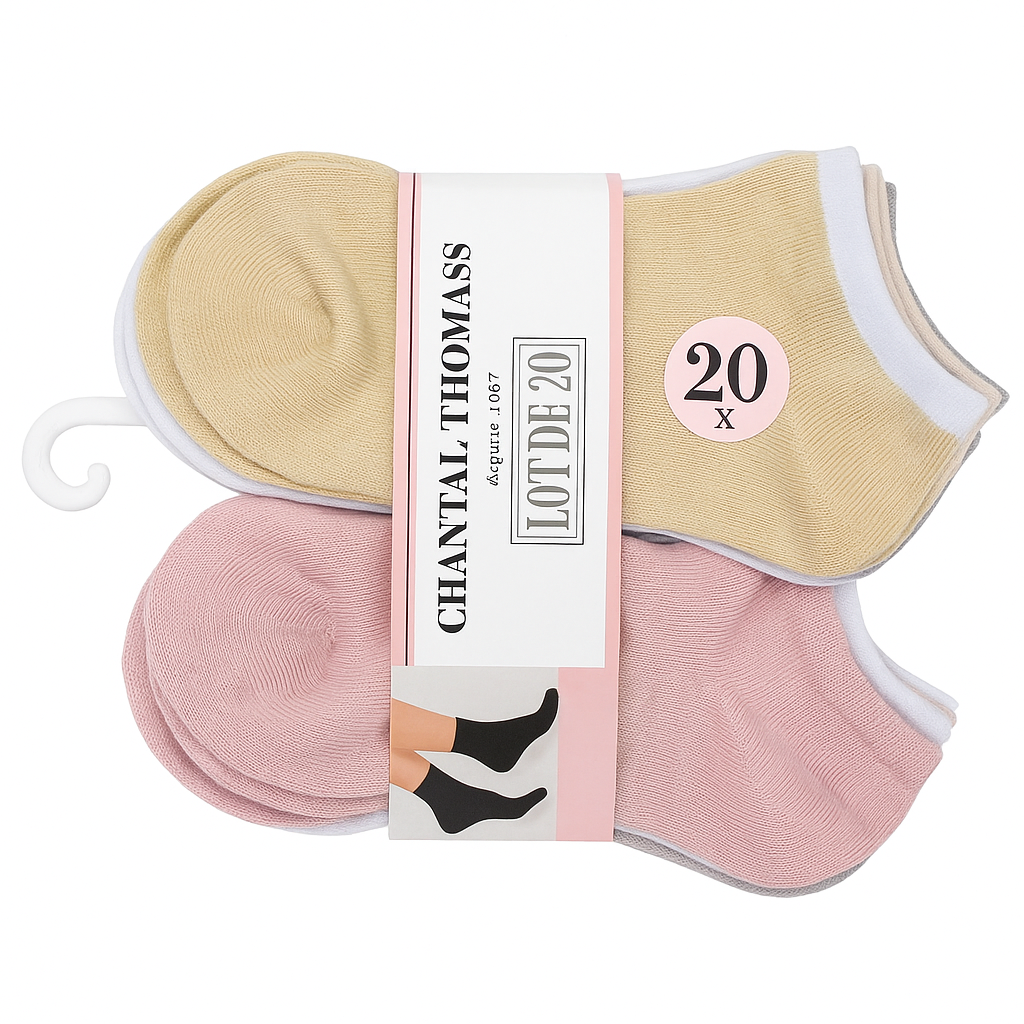 Chantal Thomass – Lot de 20 Socquettes Femme beige  | Confort & Élégance Quotidienne