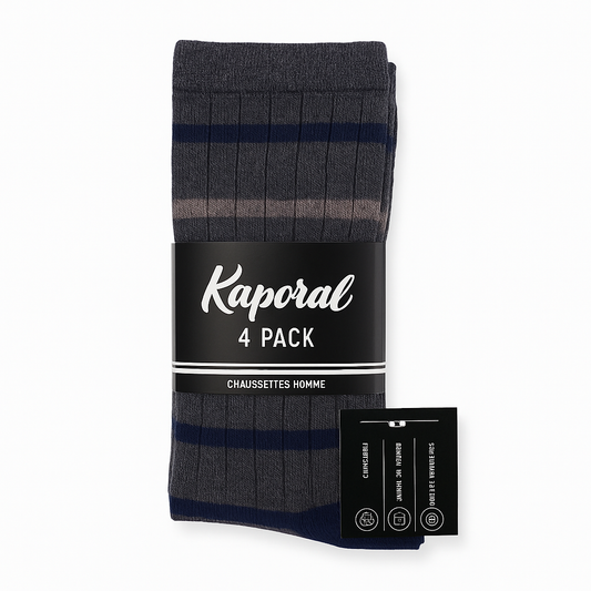 Kaporal – Lot de 4 Paires de Chaussettes Homme | Confort & Style Rayé
