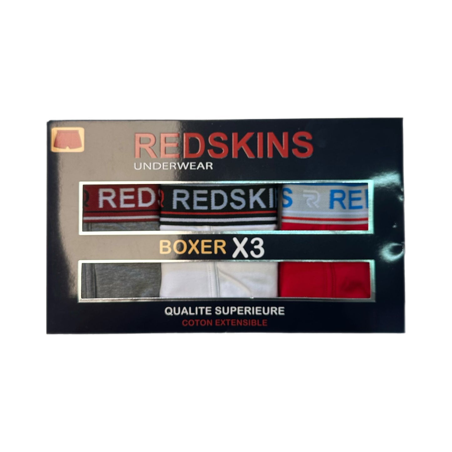 Boxer homme Redskins x3 – Coton stretch – Ceinture siglée – Lot de 3 couleurs