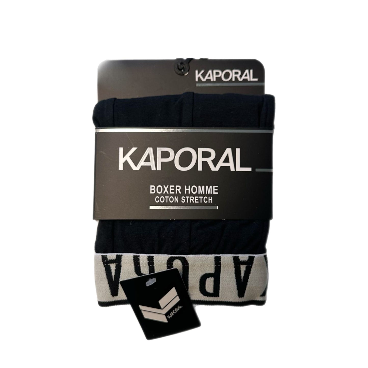 Boxer homme Kaporal – Coton stretch – Ceinture logo – Noir