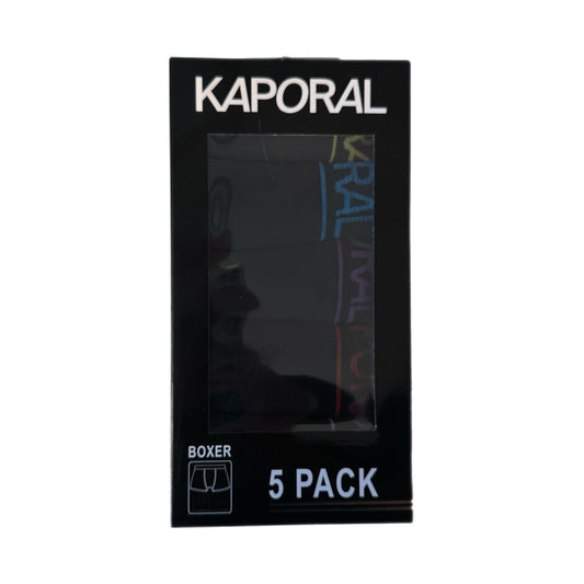 Boxer homme Kaporal x5 – Lot coton stretch – Ceinture logo colorée – Noir