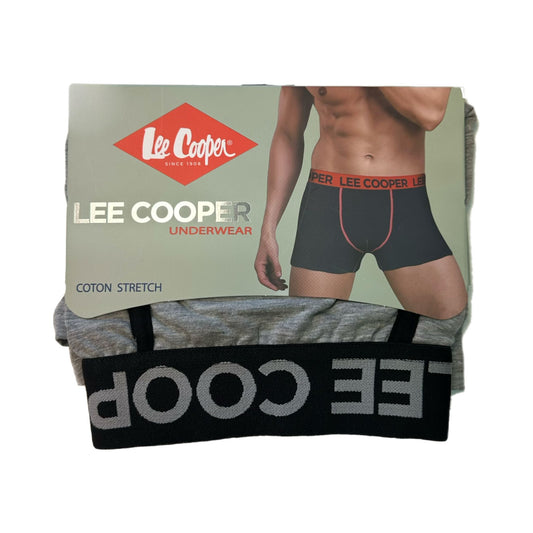 Boxer homme Lee Cooper – Coton stretch – Ceinture logo – Noir & gris