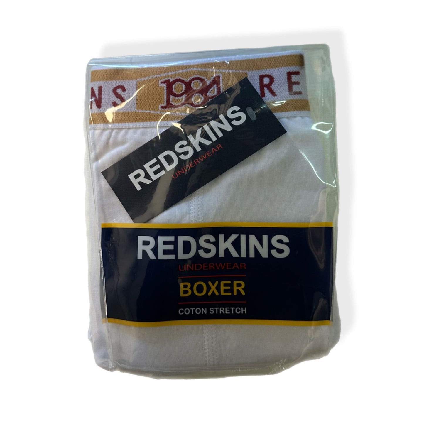 Boxer homme Redskins – Coton stretch – Ceinture 1984 siglée – Blanc