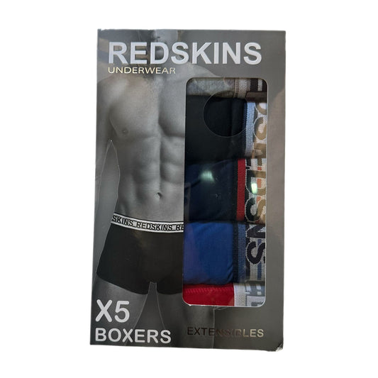 Boxer homme Redskins x5 – Coton stretch extensible – Ceinture logo – Multicolore