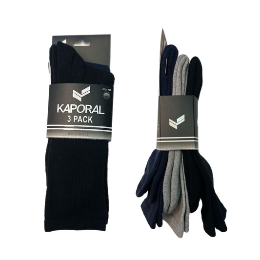 Chaussettes homme Kaporal x3 – Coton stretch – Pack basique – Noir / Gris / Marine