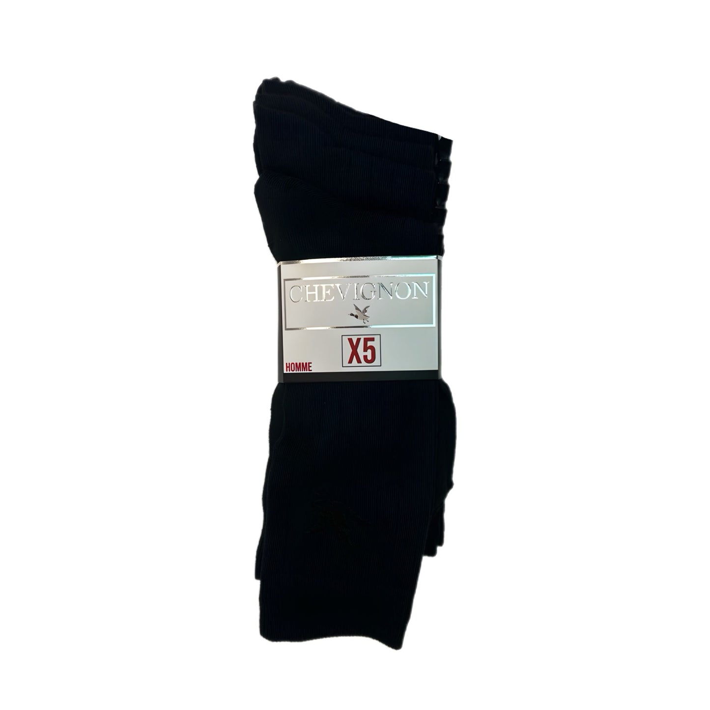 Chaussettes homme Chevignon x5 – Coton stretch – Logo brodé – Noir ou mix gris/bleu