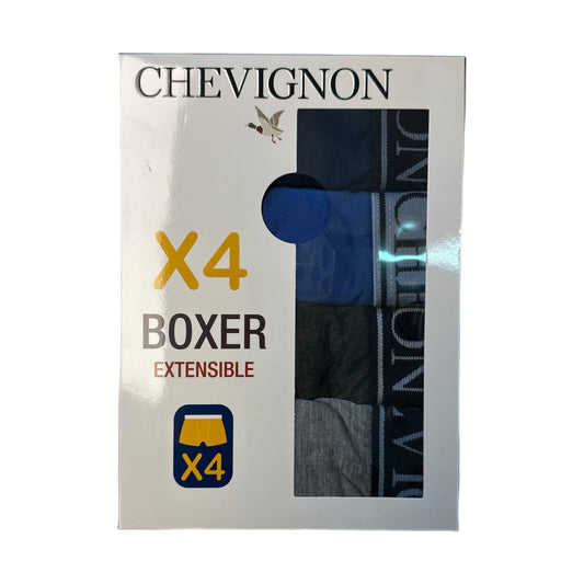 Boxer homme Chevignon x4 – Coton extensible – Ceinture logo – Multicolore