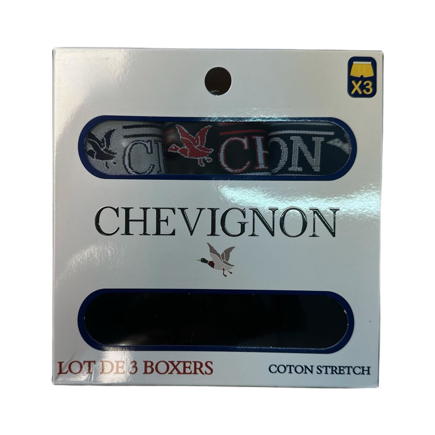 Boxer homme Chevignon x3 – Coton stretch – Ceinture logo