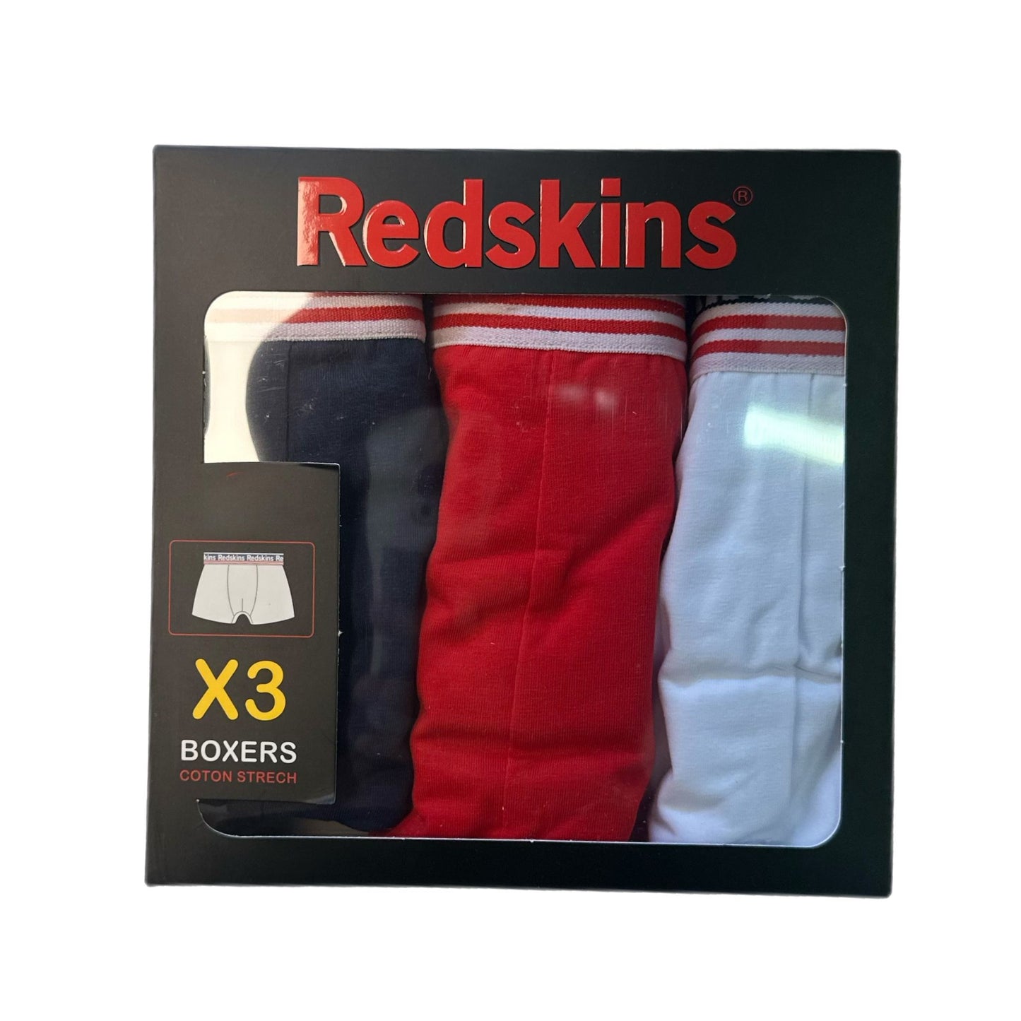 Boxer homme Redskins x3 – Lot coton stretch – Ceinture logo – Gris foncé & clair